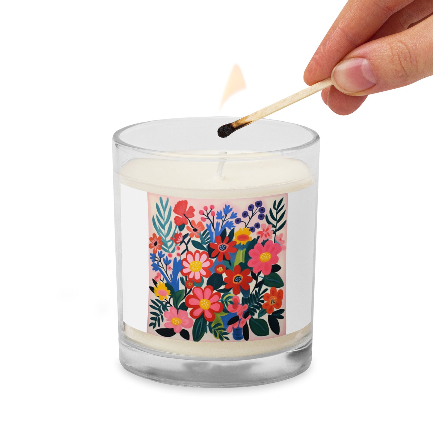 Glass jar soy wax candle