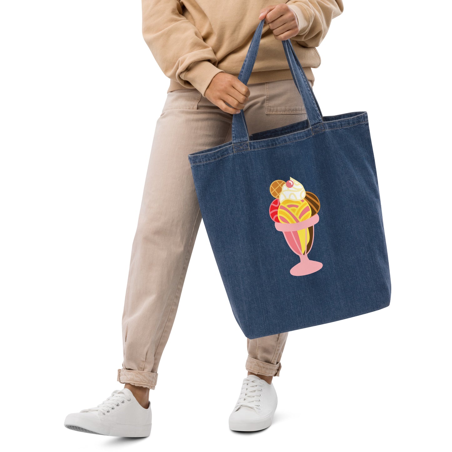 Organic denim tote bag