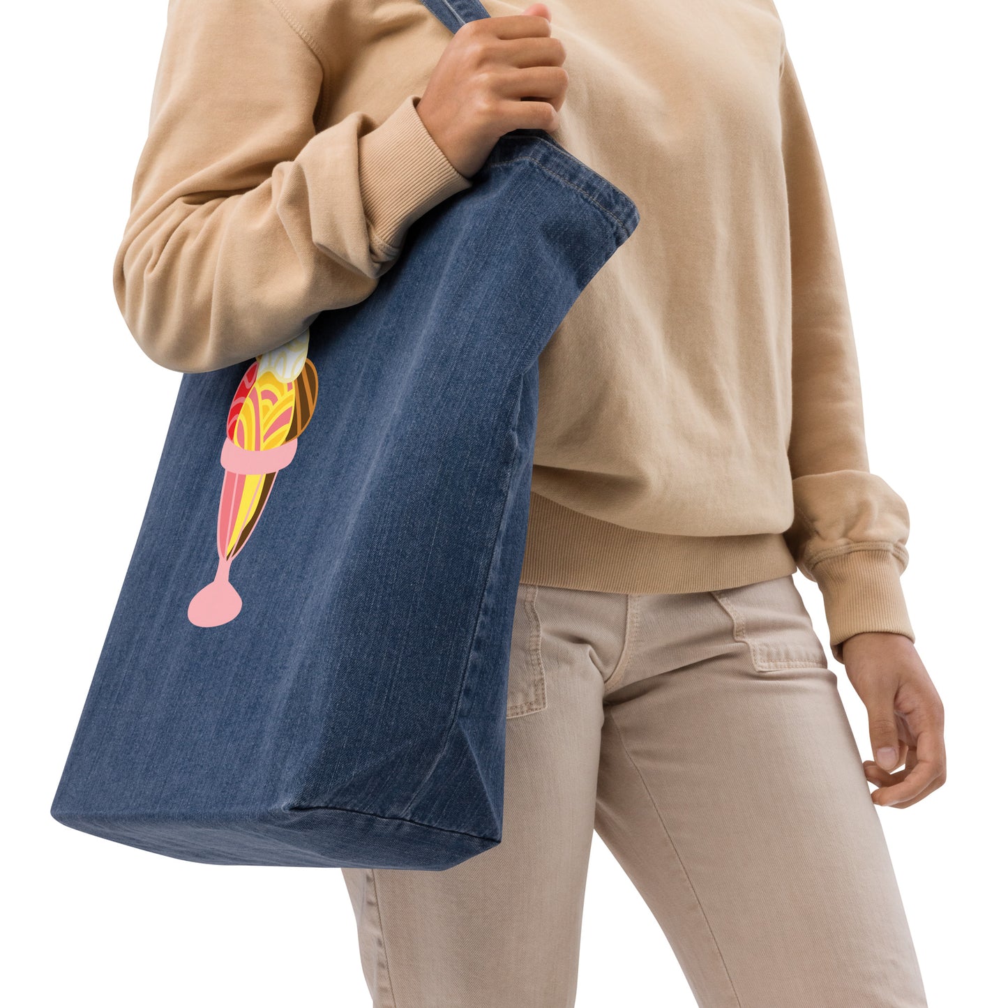 Organic denim tote bag