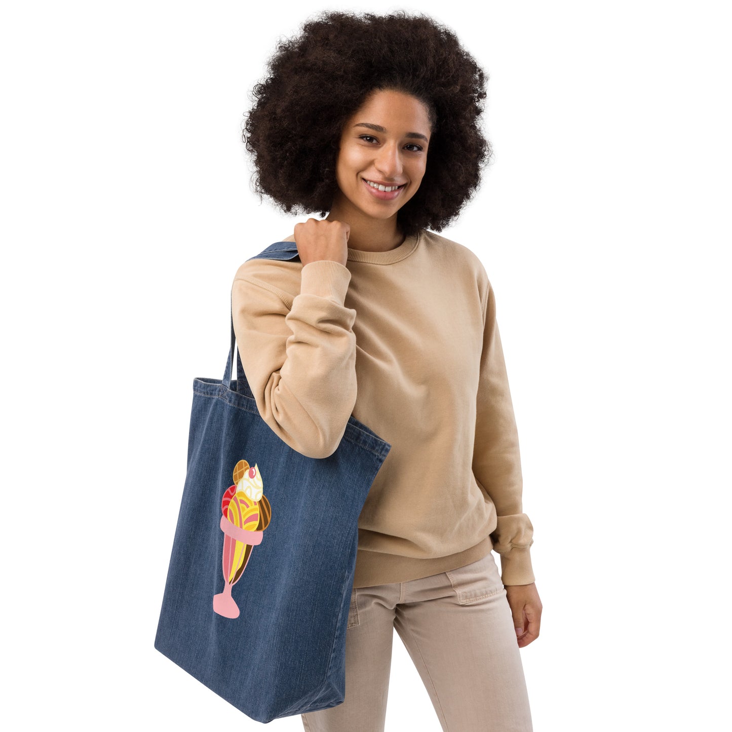 Organic denim tote bag